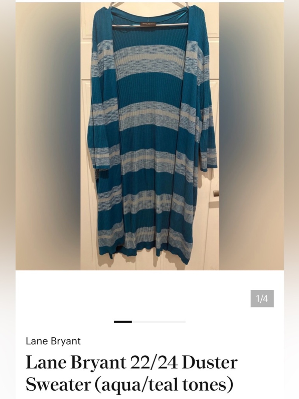 BUNDLE DEAL: Lane Bryant Teal and Light Aqua Striped Duster w/sleeveless top